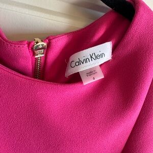 Calvin Klein Hot Pink Sleeveless Dress with Gold Zipper